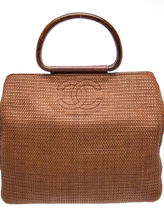 CHANEL Handbags - CHANEL Brown Woven Top-Handle Bag